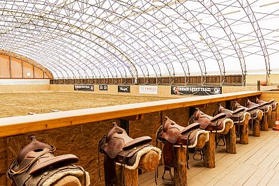 Prefabricated halls in the desert and snow