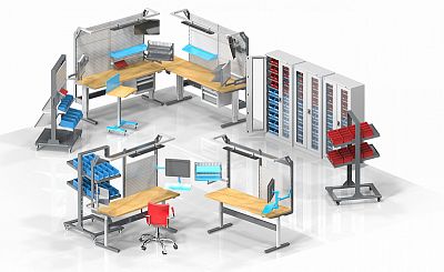 Workshop furniture as a set of blocks
