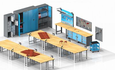 Workshop furniture as a set of blocks