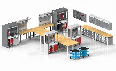 Workshop furniture as a set of blocks